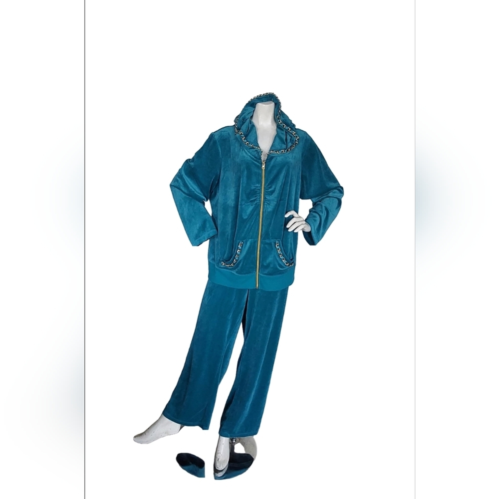 MONROE & MAIN  TEAL Y2K‎ WOMEN'S 2 PC MOB WIFE SWEATSUITS SIZE 2X